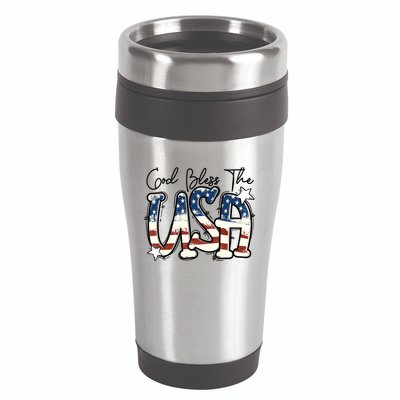 God Bless The USA American Flag Patriotic 4th Of July 16oz Travel Tumbler