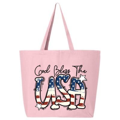God Bless The USA American Flag Patriotic 4th Of July 25L Jumbo Tote