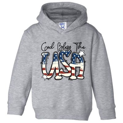 God Bless The USA American Flag Patriotic 4th Of July Toddler Hoodie