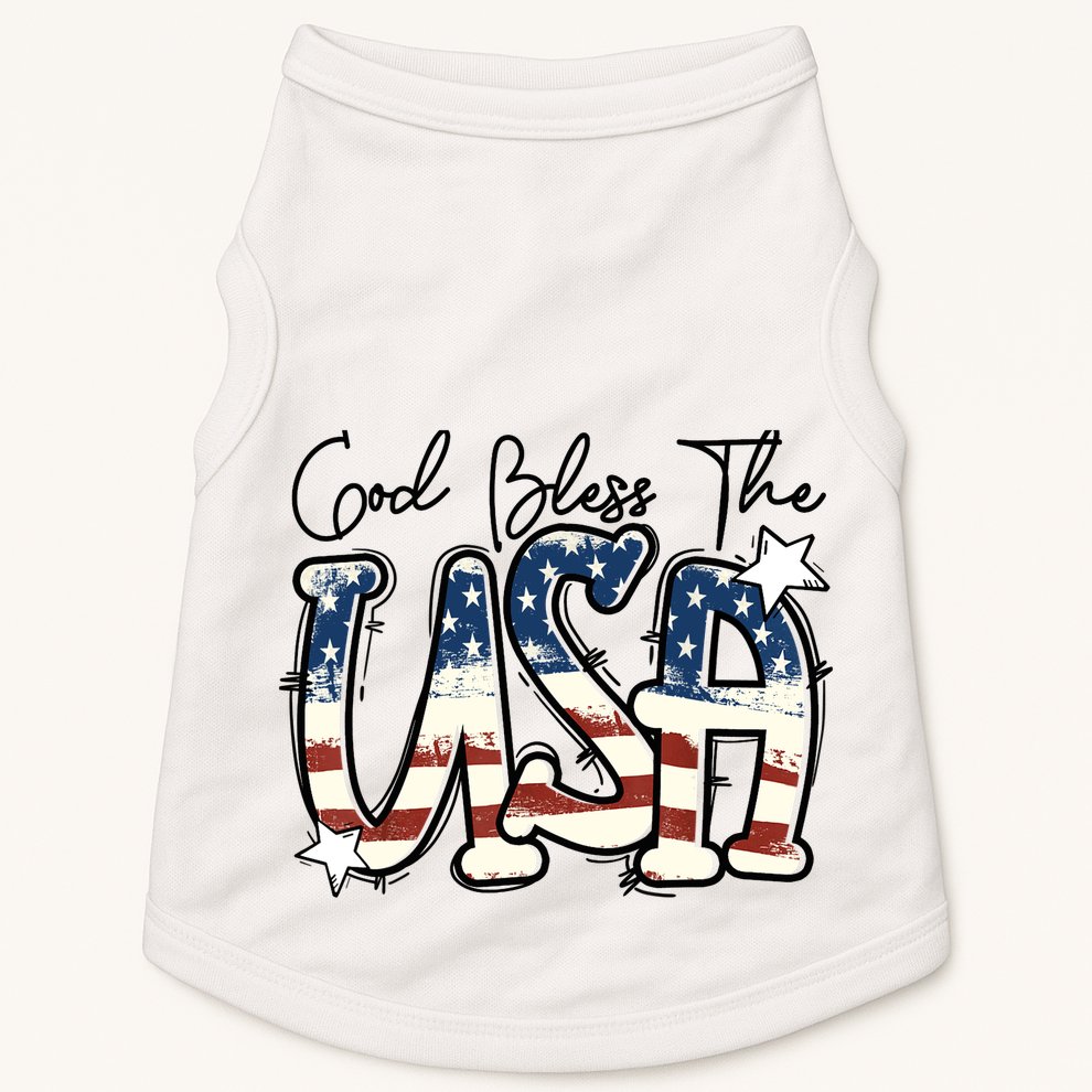 God Bless The USA American Flag Patriotic 4th Of July Doggie Tank