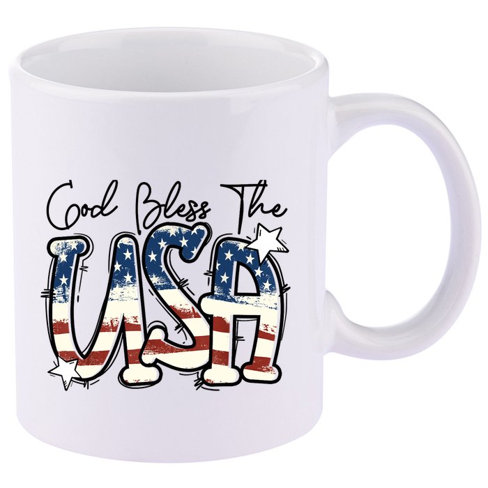 God Bless The USA American Flag Patriotic 4th Of July 11oz C Handle Ceramic Mug