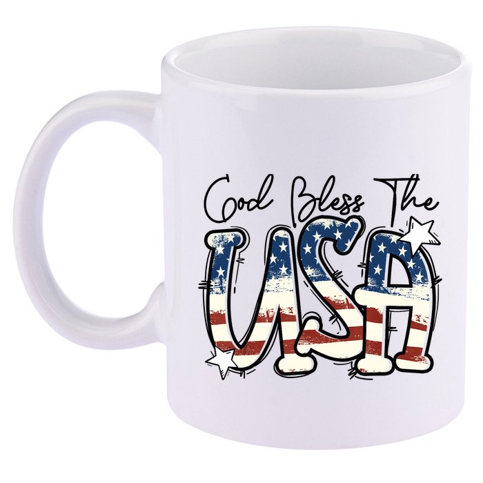 God Bless The USA American Flag Patriotic 4th Of July 11oz C Handle Ceramic Mug
