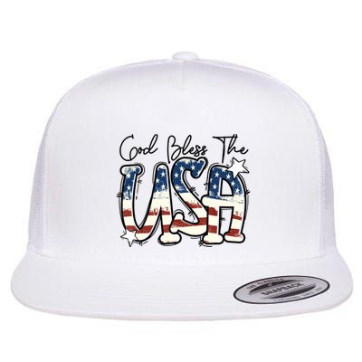 God Bless The USA American Flag Patriotic 4th Of July Flatbill Hat