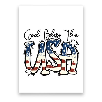 God Bless The USA American Flag Patriotic 4th Of July Poster
