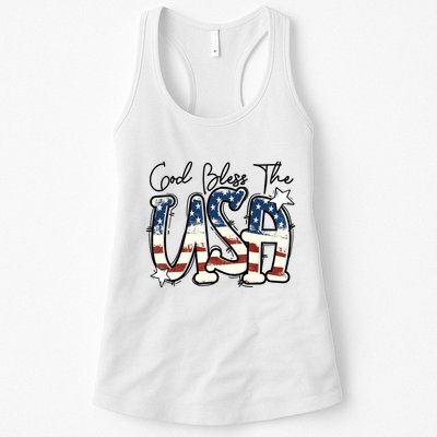 God Bless The USA American Flag Patriotic 4th Of July Womens Tank Top