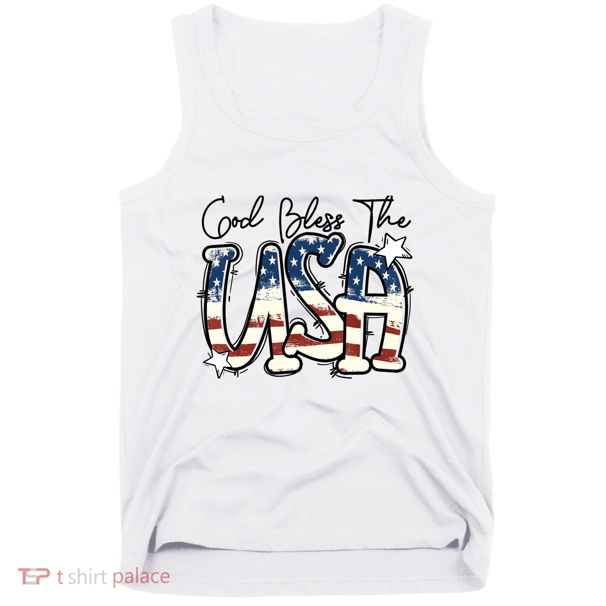 God Bless The USA American Flag Patriotic 4th Of July Tank Top