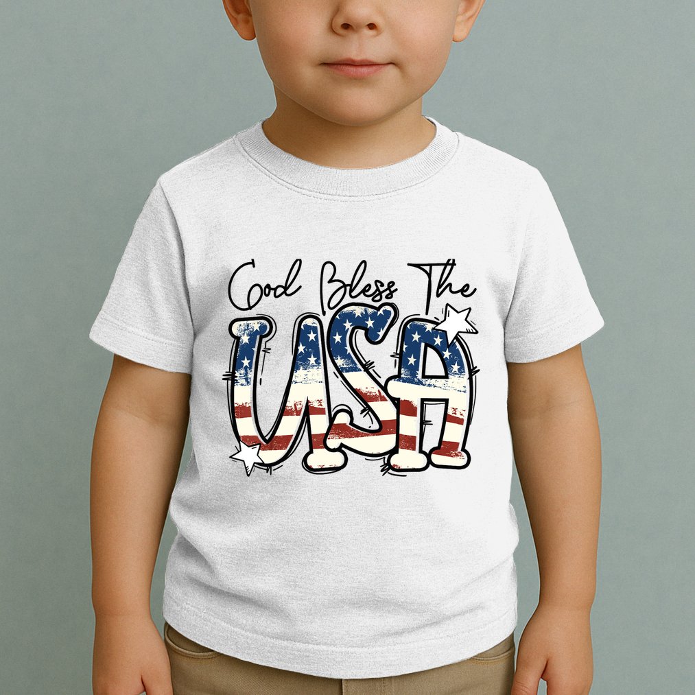 God Bless The USA American Flag Patriotic 4th Of July Toddler T-Shirt