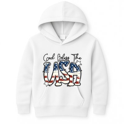 God Bless The USA American Flag Patriotic 4th Of July Kids Hoodie