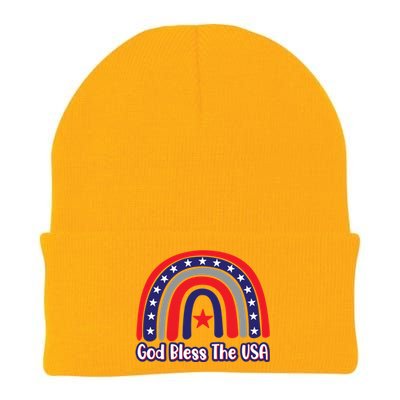 God Bless The Usa Red White And Blue Boho Rainbow Cute Family Funny Gift Knit Cap Winter Beanie