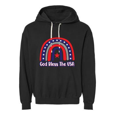 God Bless The Usa Red White And Blue Boho Rainbow Cute Family Funny Gift Garment-Dyed Fleece Hoodie