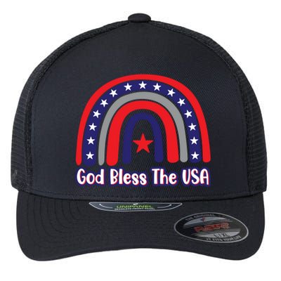 God Bless The Usa Red White And Blue Boho Rainbow Cute Family Funny Gift Flexfit Unipanel Trucker Cap