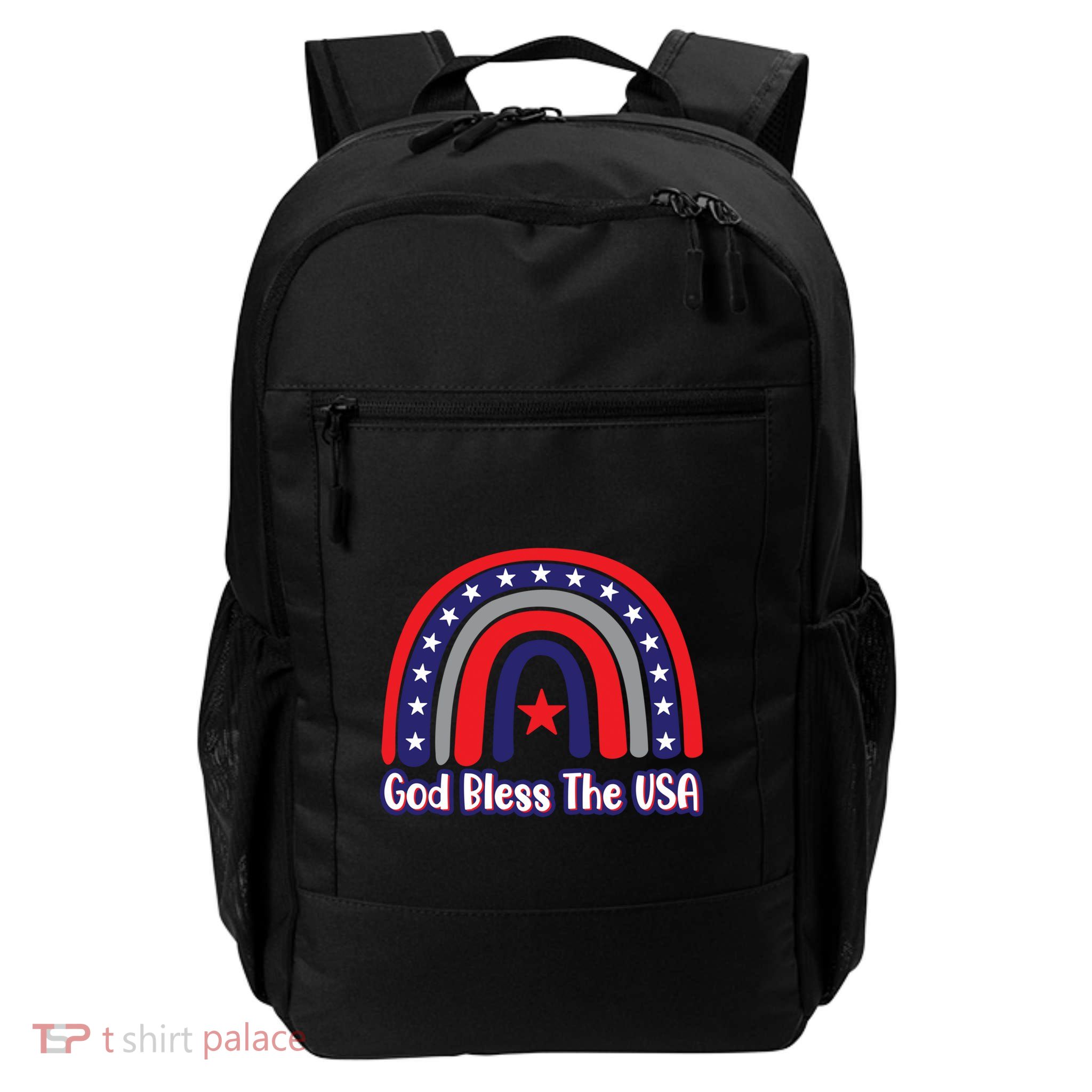God Bless The Usa Red White And Blue Boho Rainbow Cute Family Funny Gift Backpack