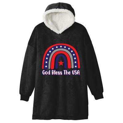 God Bless The Usa Red White And Blue Boho Rainbow Cute Family Funny Gift Hooded Wearable Blanket