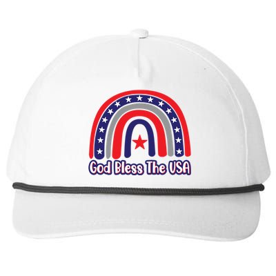 God Bless The Usa Red White And Blue Boho Rainbow Cute Family Funny Gift Snapback Five-Panel Rope Hat