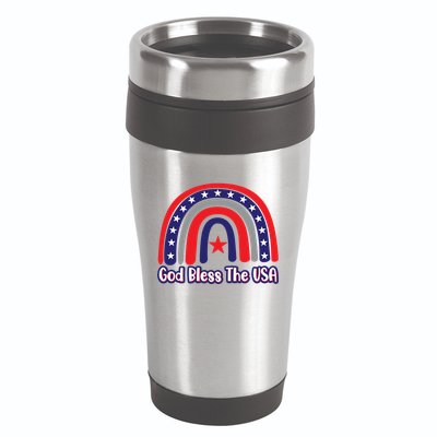 God Bless The Usa Red White And Blue Boho Rainbow Cute Family Funny Gift 16oz Travel Tumbler