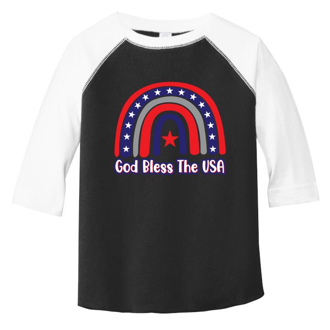 God Bless The Usa Red White And Blue Boho Rainbow Cute Family Funny Gift Toddler Fine Jersey T-Shirt