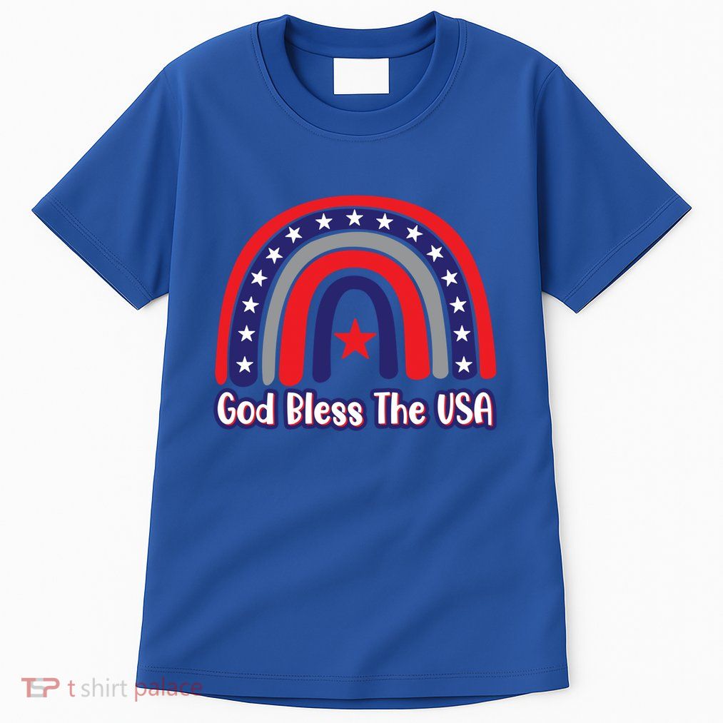 God Bless The Usa Red White And Blue Boho Rainbow Cute Family Funny Gift Tall T-Shirt