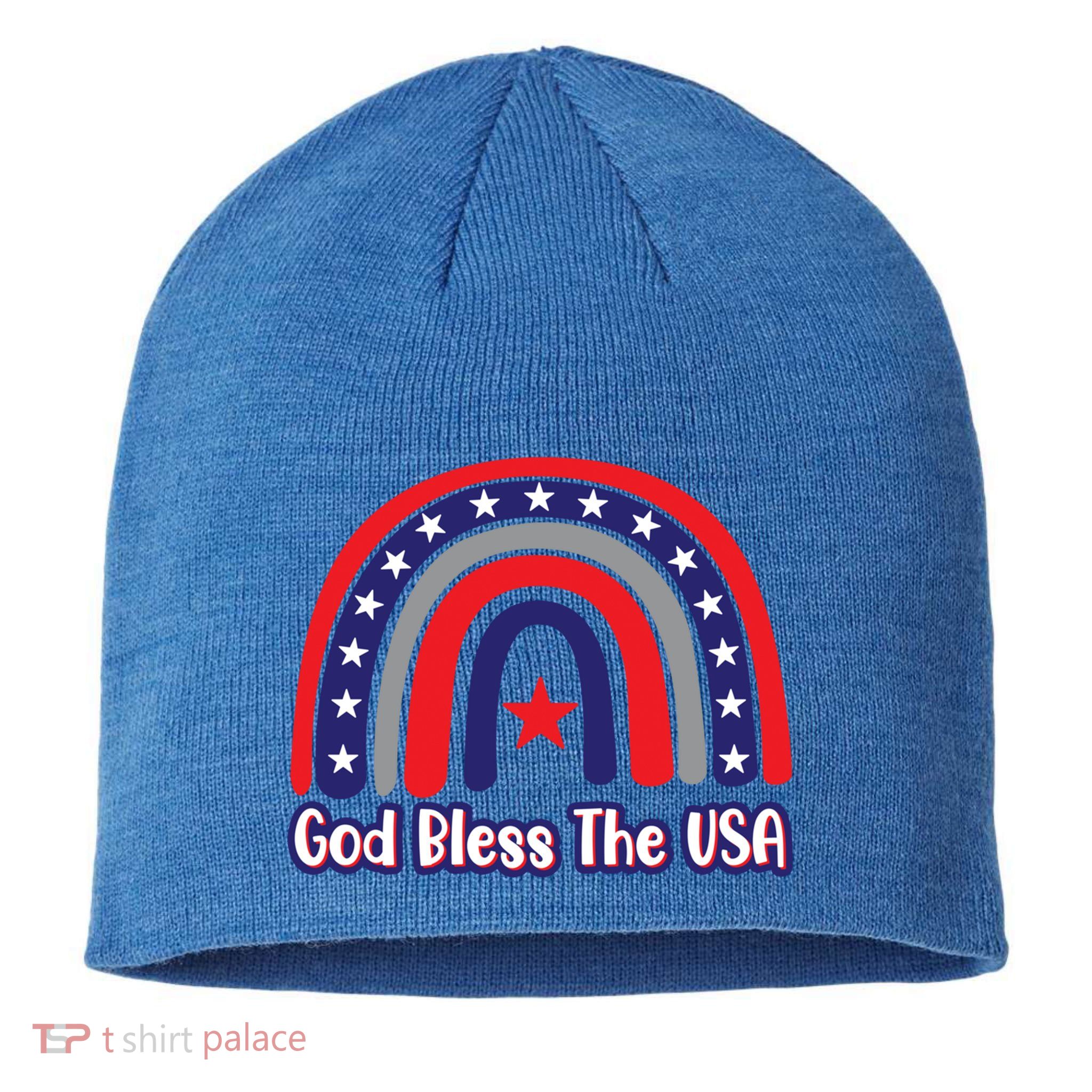 God Bless The Usa Red White And Blue Boho Rainbow Cute Family Funny Gift Sustainable Beanie