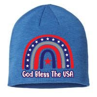 God Bless The Usa Red White And Blue Boho Rainbow Cute Family Funny Gift Sustainable Beanie