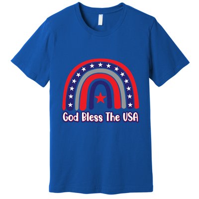 God Bless The Usa Red White And Blue Boho Rainbow Cute Family Funny Gift Premium T-Shirt