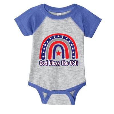 God Bless The Usa Red White And Blue Boho Rainbow Cute Family Funny Gift Infant Baby Jersey Bodysuit