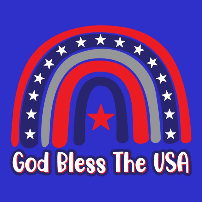 God Bless The Usa Red White And Blue Boho Rainbow Cute Family Funny Gift Womens T-Shirt