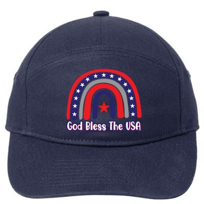 God Bless The Usa Red White And Blue Boho Rainbow Cute Family Funny Gift 7-Panel Snapback Hat