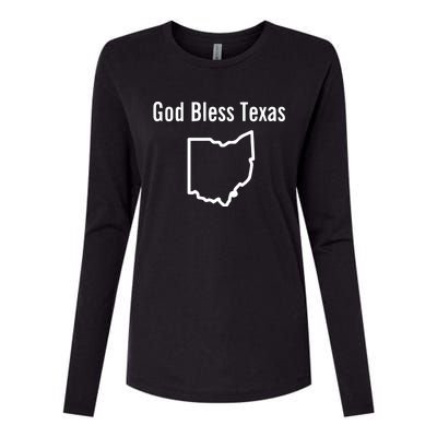 God Bless Texas Ohio Womens Cotton Relaxed Long Sleeve T-Shirt