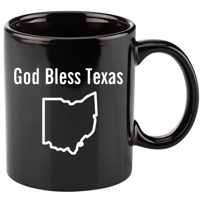 God Bless Texas Ohio 11oz C Handle Ceramic Mug