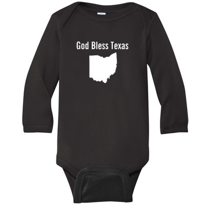 God Bless Texas Ohio Baby Long Sleeve Bodysuit