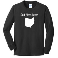 God Bless Texas Ohio Kids Long Sleeve Shirt