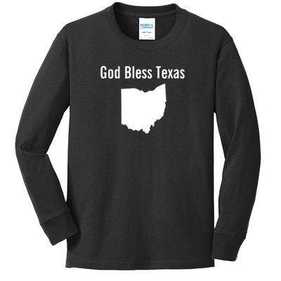 God Bless Texas Ohio Kids Long Sleeve Shirt