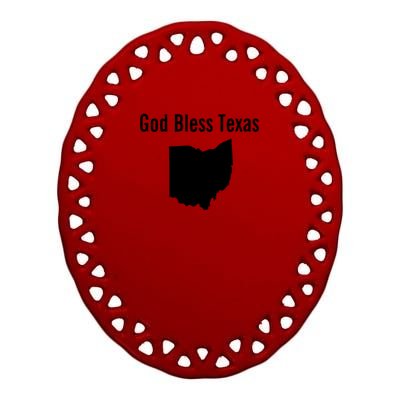 God Bless Texas Ohio Ceramic Oval Ornament