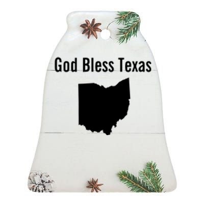 God Bless Texas Ohio Ceramic Bell Ornament