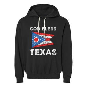 God Bless Texas Ohio Flag Garment-Dyed Fleece Hoodie