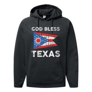 God Bless Texas Ohio Flag Performance Fleece Hoodie