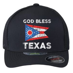 God Bless Texas Ohio Flag Flexfit Unipanel Trucker Cap