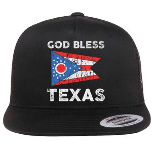 God Bless Texas Ohio Flag Flat Bill Trucker Hat