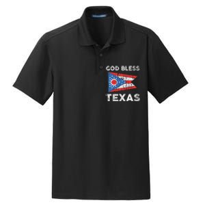 God Bless Texas Ohio Flag Dry Zone Grid Polo