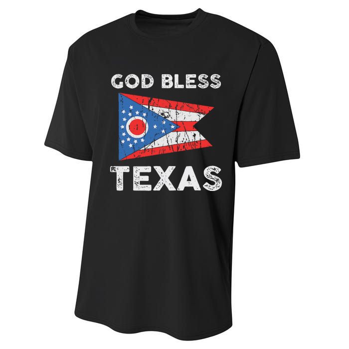 God Bless Texas Ohio Flag Performance Sprint T-Shirt