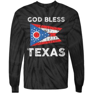 God Bless Texas Ohio Flag Tie-Dye Long Sleeve Shirt