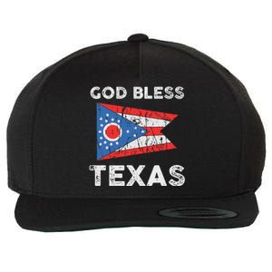 God Bless Texas Ohio Flag Wool Snapback Cap