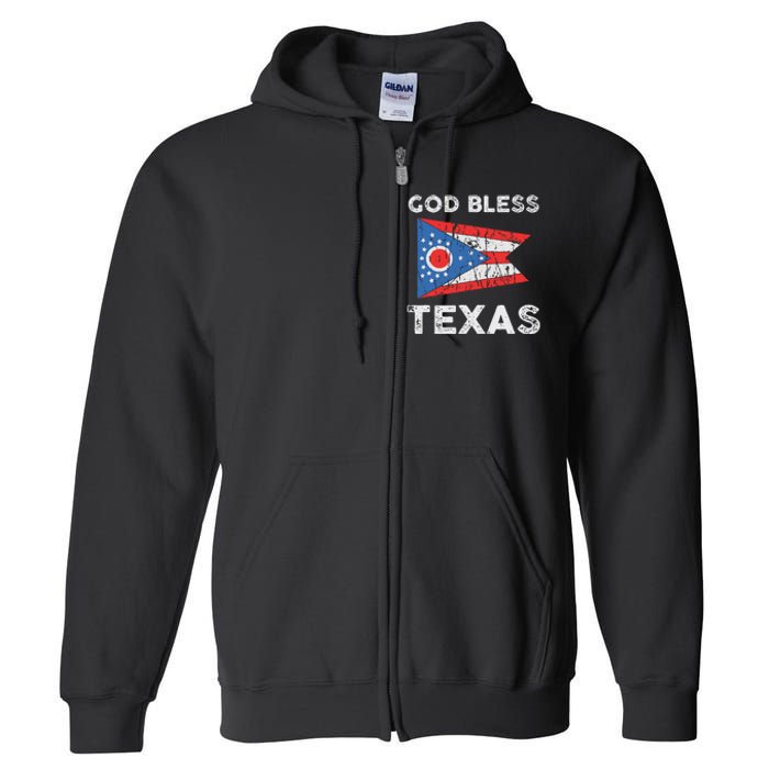 God Bless Texas Ohio Flag Full Zip Hoodie