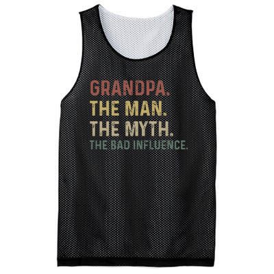 Grandpa Birthday The Man The Myth The Bad Influence Mesh Reversible Basketball Jersey Tank