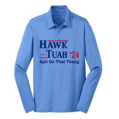 God Bless The Usa American Patriotic Eagle Superhero Designhawk Tuah 2024 Funny Silk Touch Performance Long Sleeve Polo