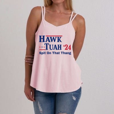 God Bless The Usa American Patriotic Eagle Superhero Designhawk Tuah 2024 Funny Women's Strappy Tank