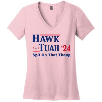 God Bless The Usa American Patriotic Eagle Superhero Designhawk Tuah 2024 Funny Women's V-Neck T-Shirt