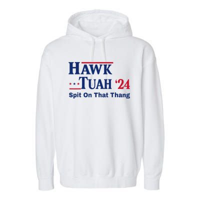 God Bless The Usa American Patriotic Eagle Superhero Designhawk Tuah 2024 Funny Garment-Dyed Fleece Hoodie