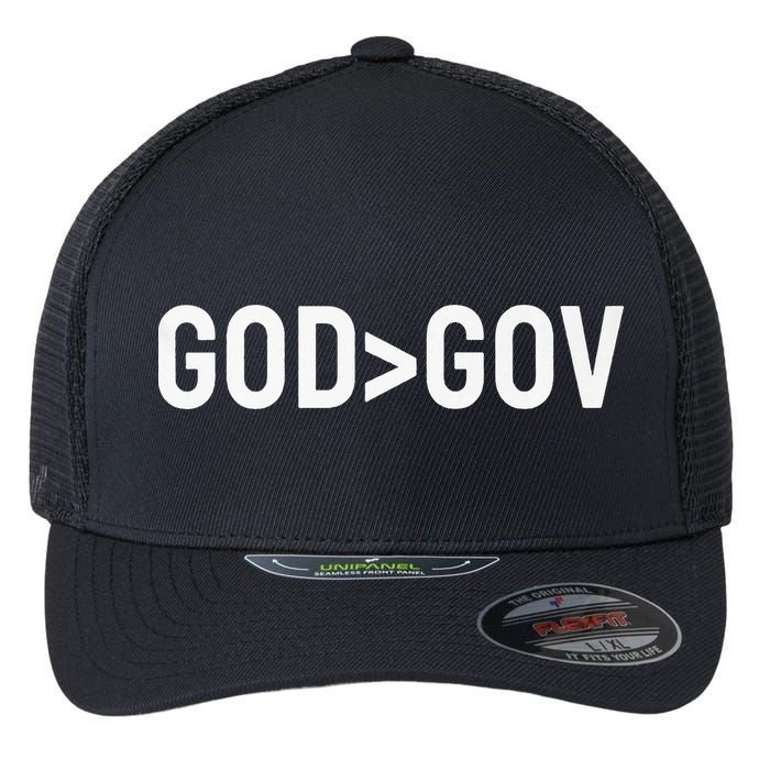 God Bigger Than Gov GOD Over GOV Christian Flexfit Unipanel Trucker Cap