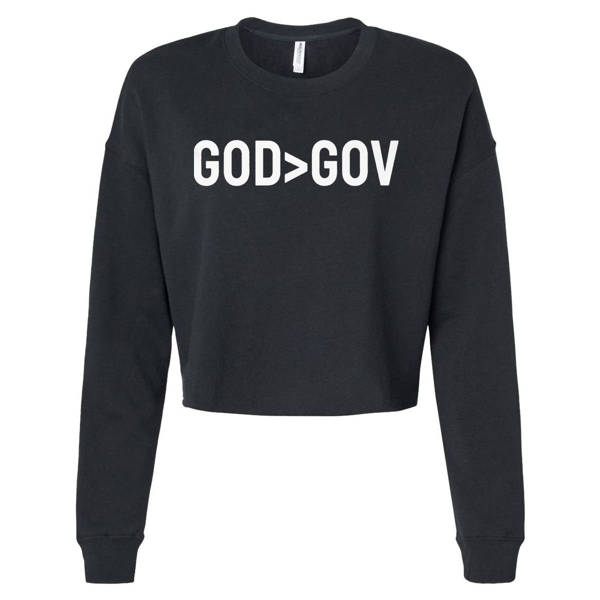 God Bigger Than Gov GOD Over GOV Christian Cropped Pullover Crew